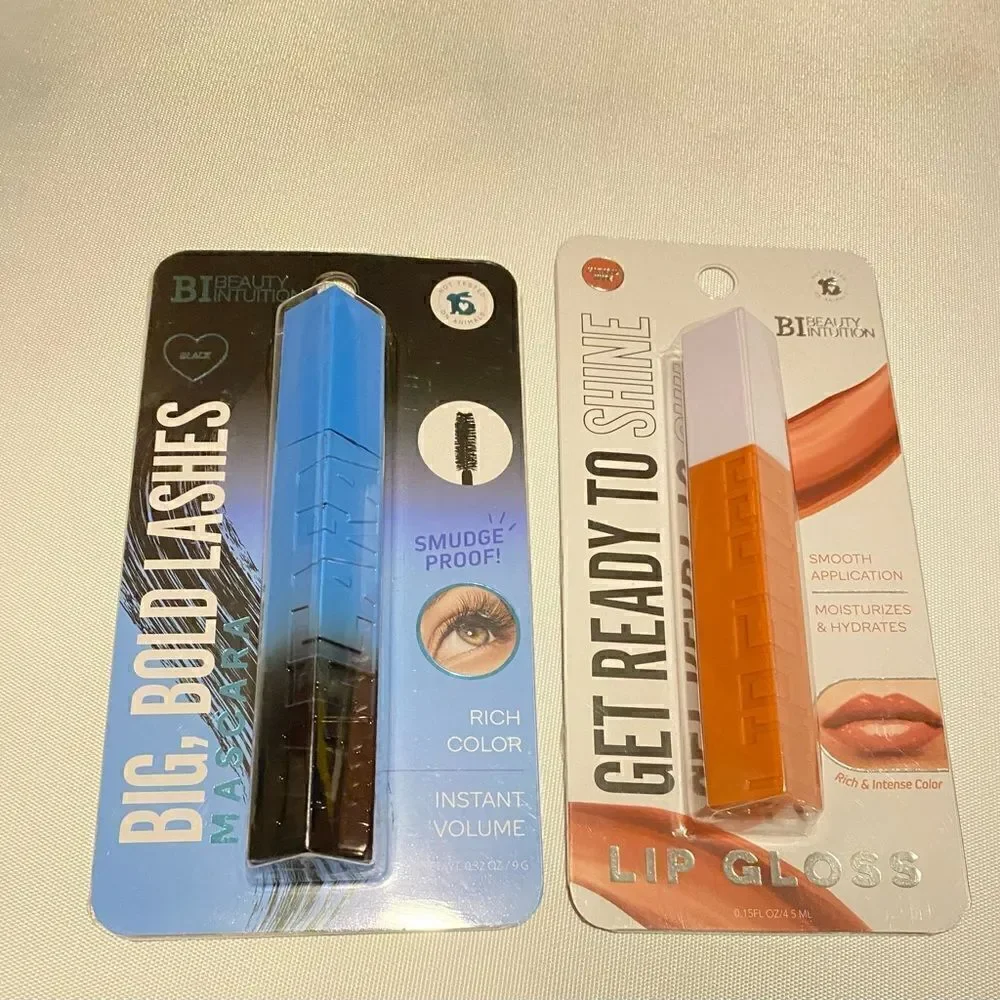 🛍️2 Beauty Intuition Natural Nude Lip Gloss 💄 & Big Bold Lashes Mascara 💥